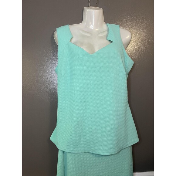 Marianne Top Skirt Set Womens 1X Textured Sleeveless Tank Suit Made in USA - Picture 2 of 9